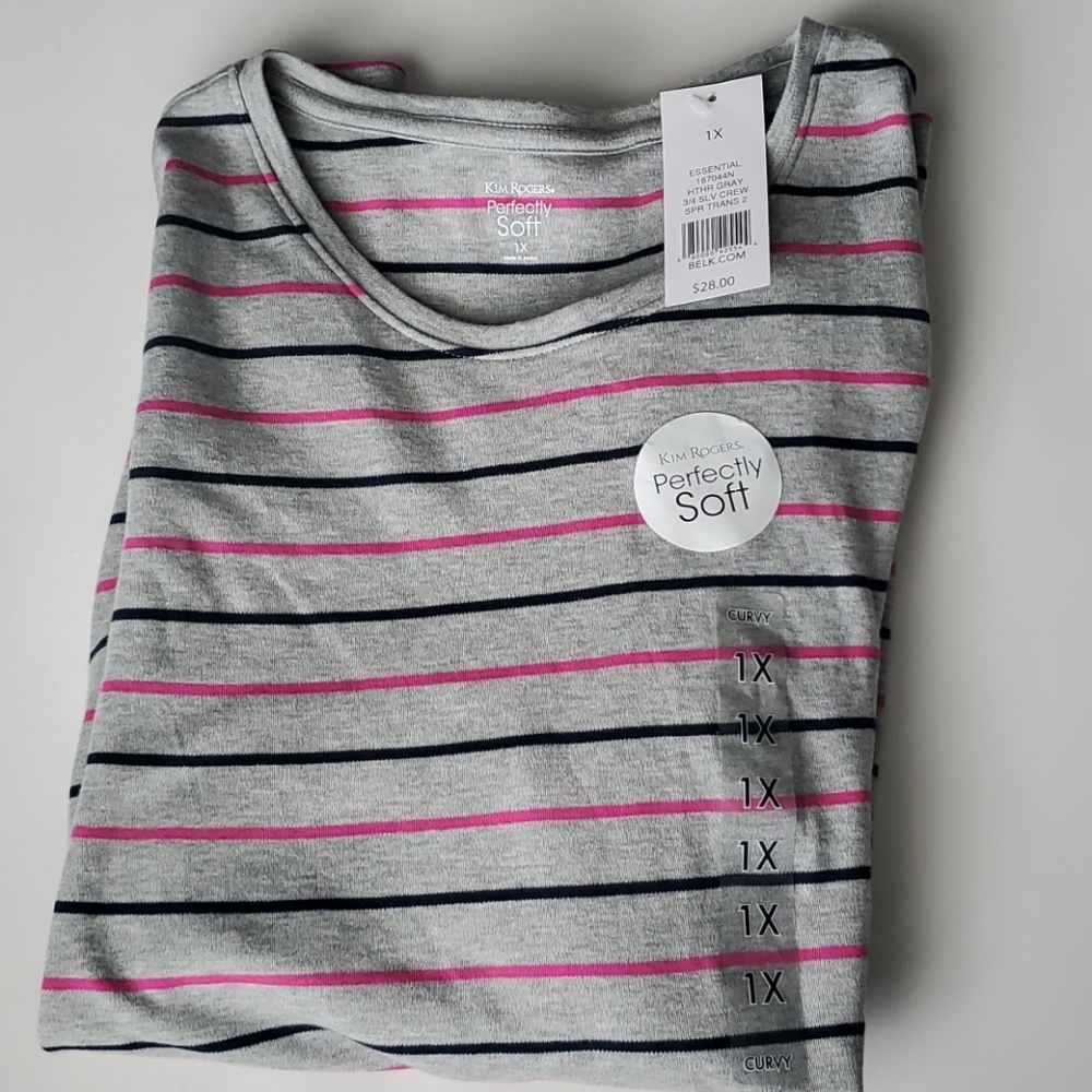 Kim Rogers Perfectly Soft 3/4 Sleeve Crew Neck